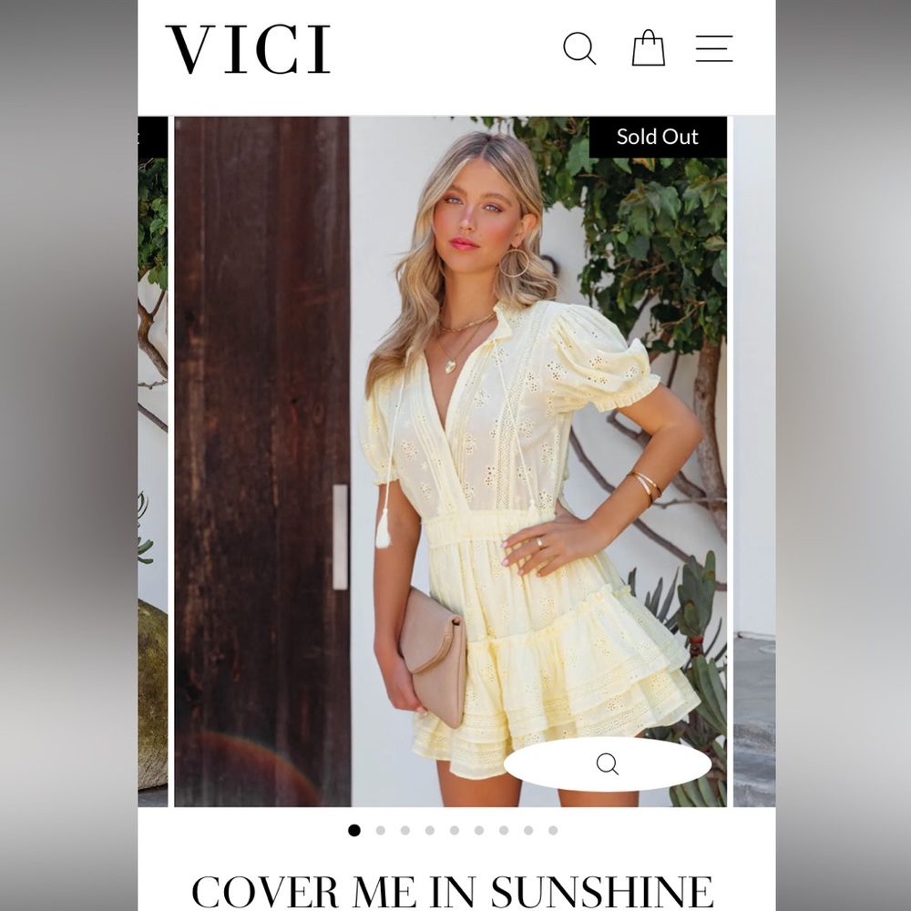 VICI small cover me in sunshine eyelet yellow mini dress